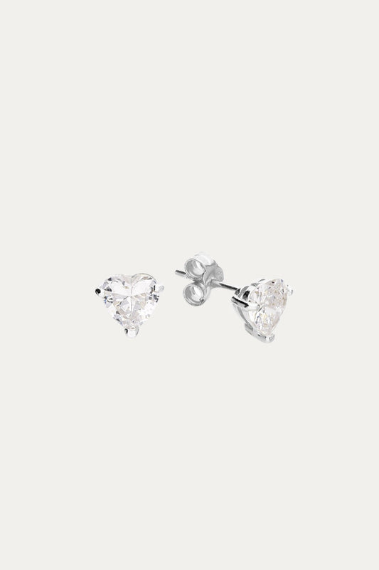 Heart Stone Stud Silver