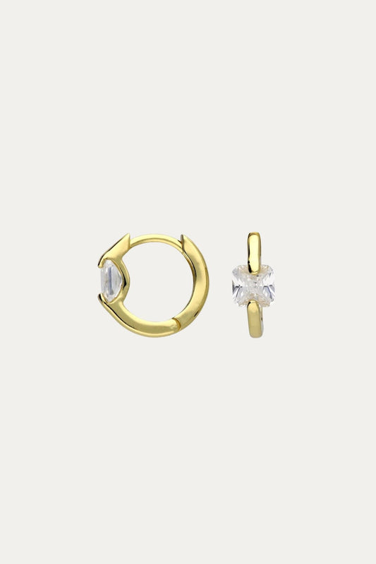 Square Diamond Hoops Gold