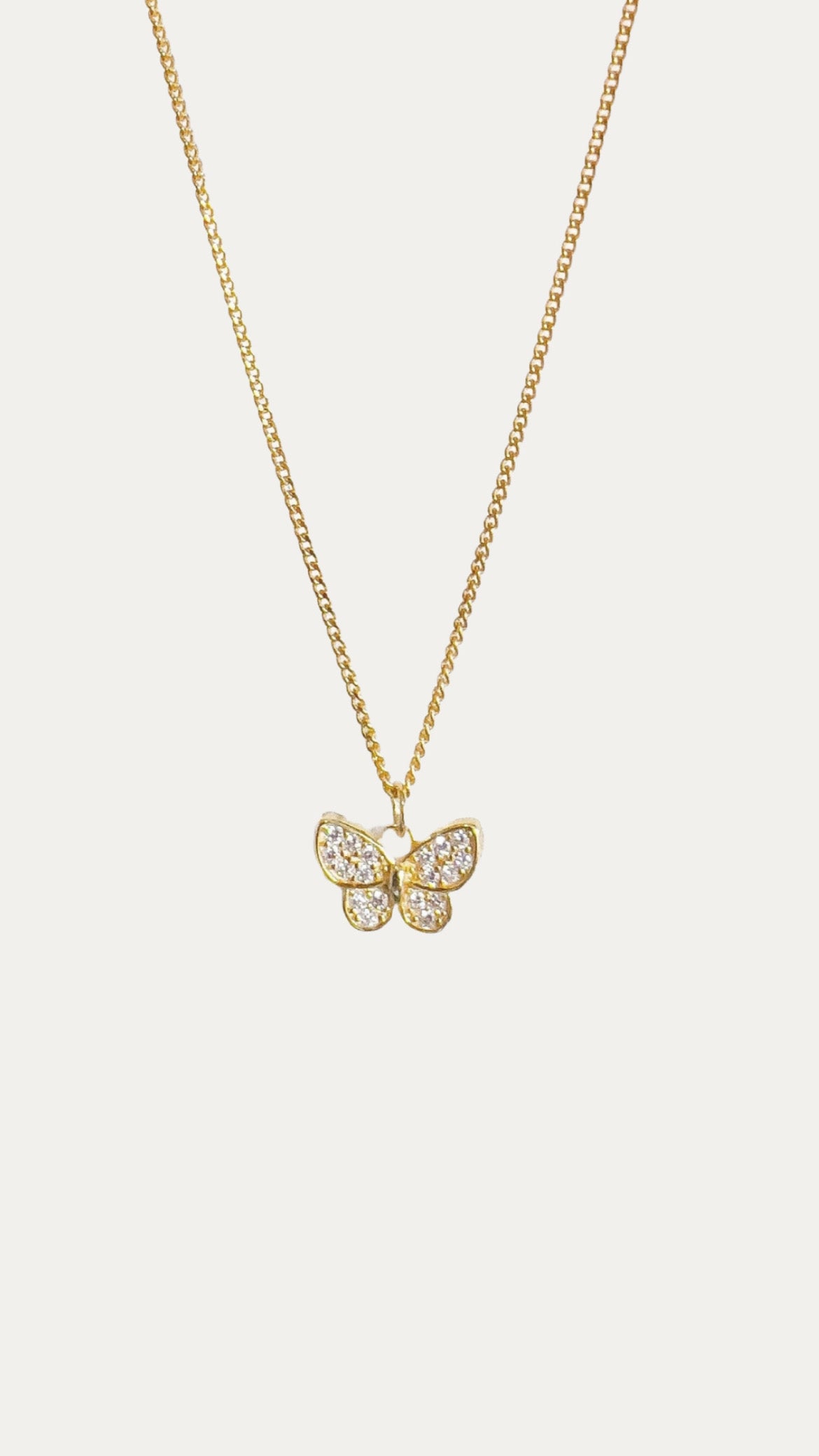 Sparkly Butterfly Necklace Gold